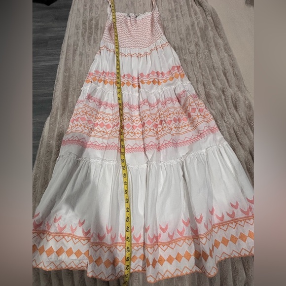 Zara White Maxi Dress with Pink and Orange Accents - Picture 5 of 6